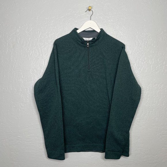 Peter Millar Other - Peter Millar Men XXL Dark Green 1/4 Zip Fleece Pullover Long Sleeve Golf